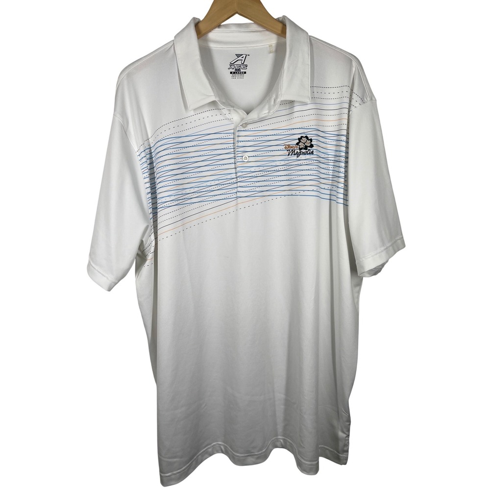 Ahead Disney Magnolia Golf Course Polo Shirt Mens XL White Blue Orange Striped